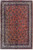 6'7" x 10'1" Persian Sarough rug with coral orange field, navy floral lattice and ivory border