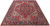 Angled floor view of 7x10 hand-knotted Persian Heriz rug in red, indigo and cream