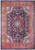 Navy blue 9'9 x 13'4 Persian Mahal rug with red border and ivory floral medallion