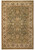 Full overhead view of olive green Chobi rug with ivory floral border and vine field