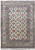 Full overhead view of Persian Nain rug with ivory field, blue lattice and burgundy medallions