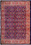 Navy Herati field framed by rust red turtle palmette border on handmade Persian Mahal rug