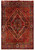 Dark rose Persian Bijar rug with stepped ivory outlined medallion and eggplant purple rosette border