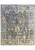 Full overhead view of 8'1" x 9'9" gray Oushak rug with pastel all-over floral design