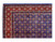 Corner detail showing ivory guard stripes, red main border and repeating rosette lattice on blue