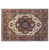 Rust bordered Serapi area rug shown flat, ivory field and stepped medallion with blue palmettes