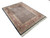 5 by 7 Chinese Tabriz Mahi rug angled on floor, navy field, deep red floral border