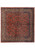 6'8" x 6'8" Persian Sarouk square rug with coral red all over floral field