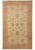 Full view of ivory 6'7" x 10' Chobi Peshawar Ziegler rug with coral rust floral border