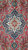 Close-up of ivory and navy medallion with rose and sage rosettes on red ground