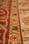 Border macro with coral ground, ivory guard stripe and small four petal flower repeat
