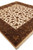 Corner perspective of ivory floral rug showing chocolate border palmettes and gold guard stripes