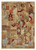 Multi-color Agra patchwork rug with rust, sage and ivory panels of medallions and vases