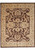 Dark brown Ziegler Chobi rug with ivory floral border and sage green palmettes shown flat