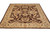 8' x 10' hand-knotted Peshawar rug angled view showing chocolate brown field and beige border