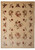 Full view of ivory 8x10 Tibetan wool and silk rug with scattered florals and butterflies