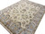 Full corner perspective of hand-knotted wool rug with light blue palmette and rosette border
