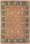 9' x 12' coral Oriental rug with black floral border and all-over palmette field