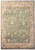 Sage green Ziegler rug with wide tan floral border, all over palmette design, 8' x 10' wool