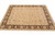 7'9" x 9'9" Oriental area rug angled to show scrolling vines and brown border