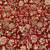9'3 x 13'1 Indian rug detail with scrolling vines, rosettes and tulips on red