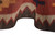 Side profile of the thin flat-woven edge with brown and ivory sawtooth zigzag end border