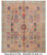 8'4" x 9'11" Kazak wool rug with light grey field and colorful floral panel compartments