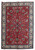 7'1" x 10'5" Persian Tabriz rug, red floral field framed by ivory animal border