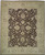 Overhead view of brown Chobi Peshawar rug with ivory Ziegler floral border and rosette field