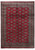 Overhead view of 8' x 11' Jaldar Bokhara rug with antique red field and diamond guls