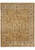 Full overhead view of gold field Jaipur Oriental rug with ivory floral border and cotton fringe