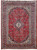 8'4" x 11'8" Persian Kashan rug laid flat showing red floral field and navy border