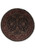 Overhead view of 8' x 8' round Jaipur rug with black floral field and burgundy border
