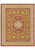 Tan Chinese Art Deco rug with rose oval medallion, archaic vase motifs and blush floral border