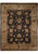 Black field 8' x 10' Jaipur wool rug with olive green floral border and gold palmettes