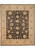 8'2" x 9'9" Chobi Ziegler rug shown flat, dark brown field with wide beige floral border