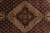 Close view of the central medallion: black cartouche with rose and olive flowerheads on camel lattice