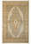 Full view of the ivory and sage rug with stepped central medallion and gold scroll borders