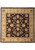 Full overhead view of the square brown Ziegler rug with wide beige border on white