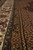 Raking close view along the border bands, ivory palmettes beside narrow camel vine guards