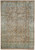 Whole tan Chobi Peshawar rug photographed flat from above, pale green floral border all round