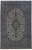 Full overhead view of ivory Persian Kashan rug with taupe medallion, blue vinework and wide floral border
