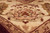 Close focus on a border palmette, cream and rose petals with burgundy outlines