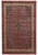 Whole Persian Bijar rug seen flat from above, red Herati field, cream border, ivory fringes