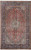 Rose red field and navy border on 6'7" x 10'6" Persian Ardakan rug, overhead