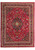 9'6" x 13' Persian Mashad rug with navy medallion on a deep burgundy floral field