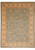 Light aqua green field with gold all-over floral design and ivory border, hand-knotted wool rug