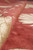 Macro of carved outlines around ivory silk petals and the tightly overcast rug selvedge