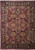 Full view of 9'2" x 12' Jaipur rug, burgundy field, black floral border, ivory fringe
