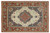 9' x 11'11" hand-knotted Serapi rug shown lengthwise, ivory field and brick red border